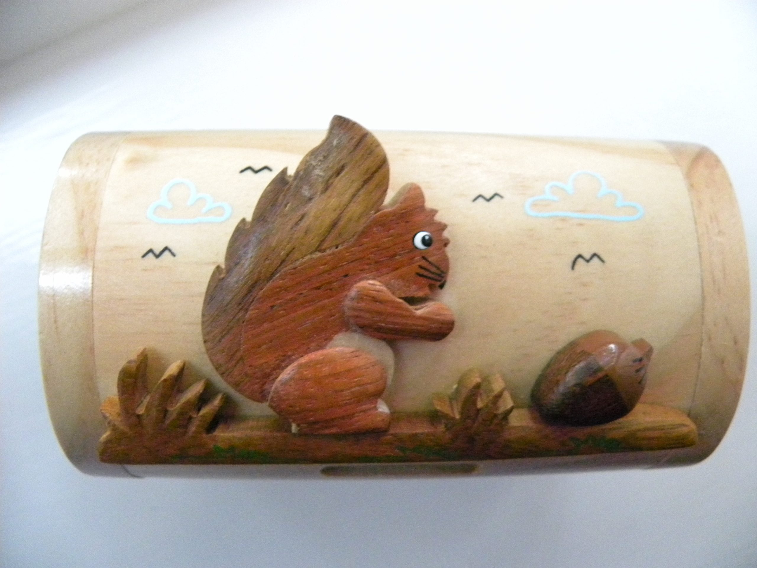 Handcrafted Wooden Red Squirrel Money Box / Treasure Chest