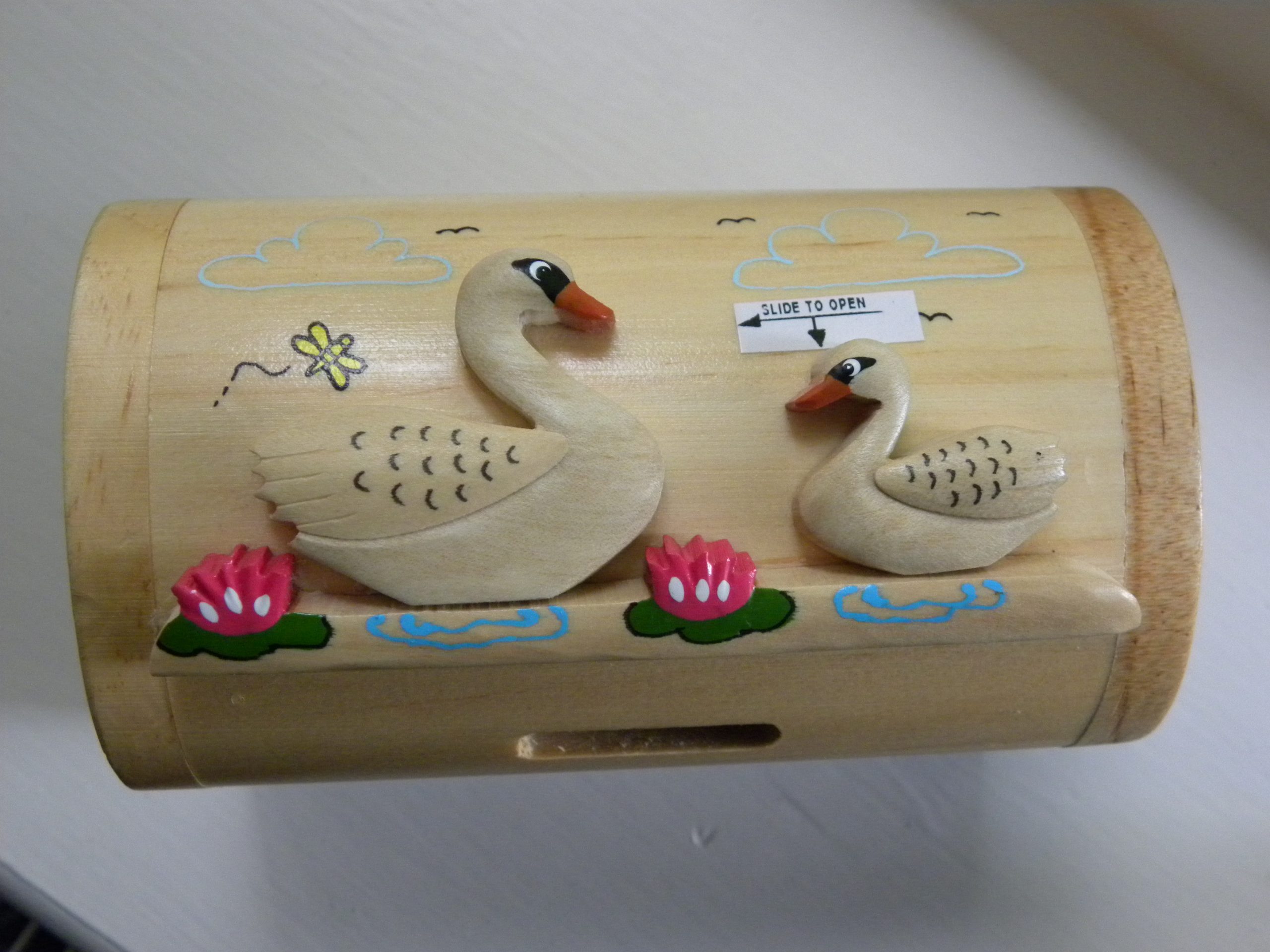 Handcrafted Wooden Swan Money Box / Treasure Chest