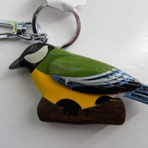 Handcrafted Wooden Great Tit Keyring