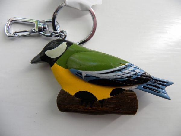 Handcrafted Wooden Great Tit Keyring