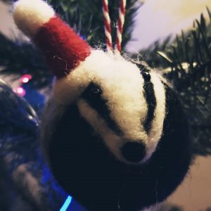 Christmas Hand Felted Badger Bauble