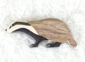Handcrafted Wooden Badger Magnet