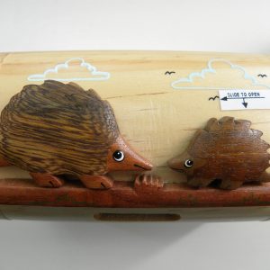 Handcrafted Wooden Hedgehog Money Box / Treasure Chest