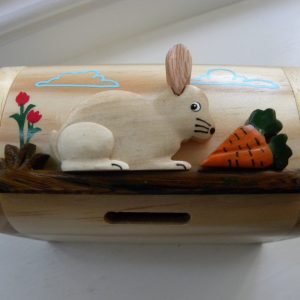 Handcrafted Wooden Rabbit Money Box / Treasure Chest