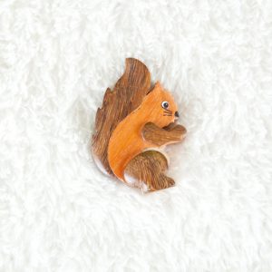 Handcrafted Wooden Red Squirrel Magnet