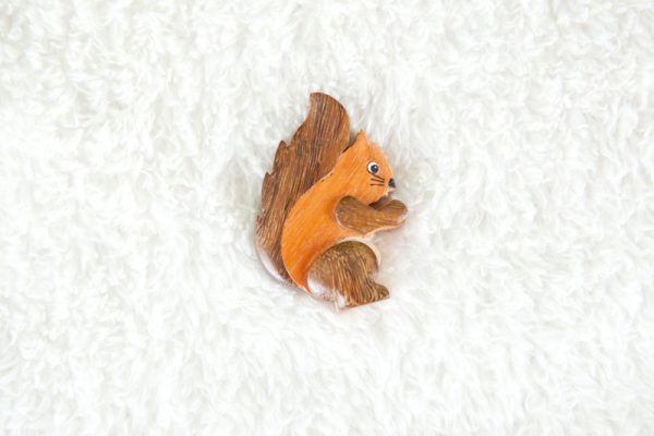 Handcrafted Wooden Red Squirrel Magnet