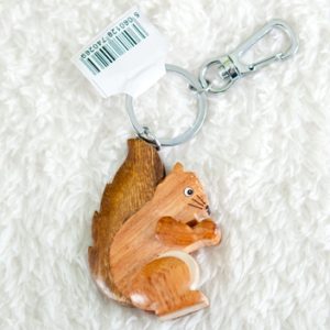 Handcrafted Wooden Red Squirrel Keyring
