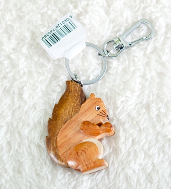 Handcrafted Wooden Red Squirrel Keyring
