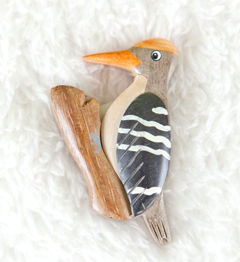 Handcrafted Wooden Great Spotted Woodpecker Magnet
